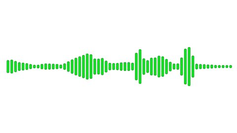 Green Music Waveform, Rhythm Bar Graph Animation On White Background