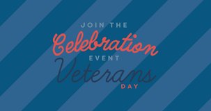 Animation of veterans day text over stars coloured with american flag. patriotism and celebration concept digitally generated video.