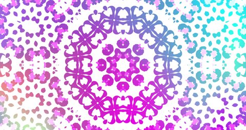 Abstract colorful Kaleidoscope ornament. Computerized motion graphics of multicolor shapes and patterns emitting from the center. Seamless loops, fractal animation, kaleidoscope. 4k graphic motion