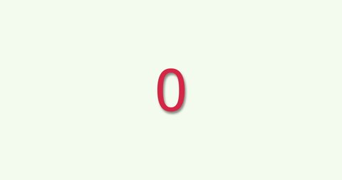 Countdown from 0 to 900 in 10 seconds animation. 4K resolution animation. Minimal style Red numbers countdown on white background.