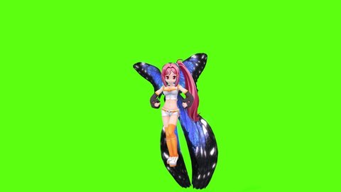 anime girl dance green screen