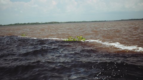 Meeting of Waters at amazon river. Rio Negro e Solimões