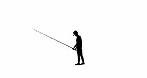  silhouette of fisherman fishing with a rod 2d animation video