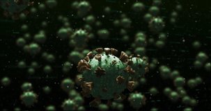 Animation of data processing over coronavirus cells floating. global covid 19 pandemic concept digitally generated video.
