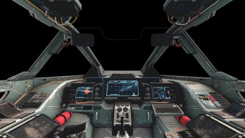spaceship cockpit interior with transparency