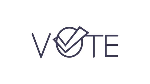 Vote symbols. Check mark icon. Vote label. Motion graphics.