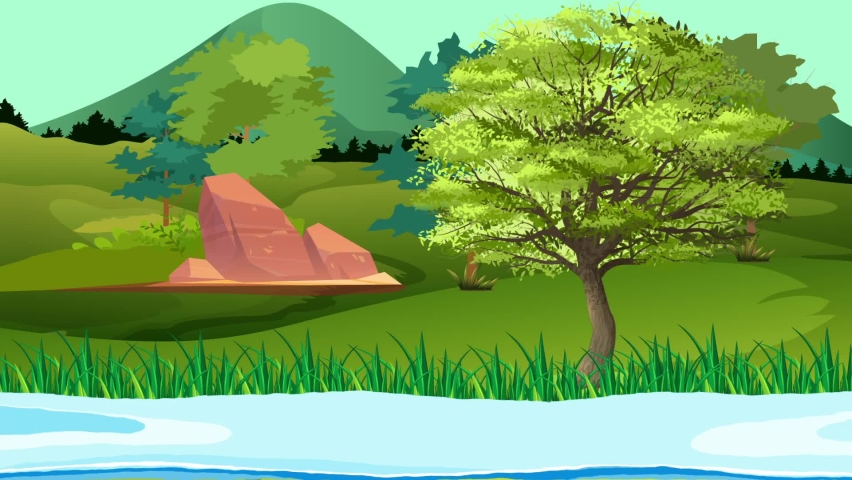 The River Near The Grass And Old Tree