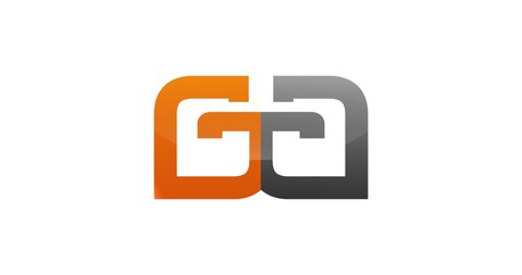 Initial letter GA 3d logo animate colored gray orange reflection design 4k footage video