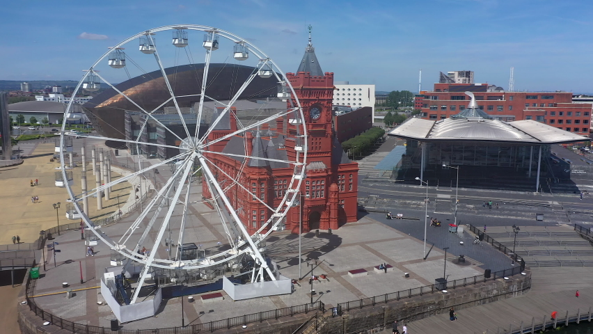 Pierhead building and Welsh Assembley (Seneddd), Cardiff Bay, Wales, United Kingdom
