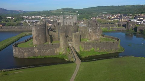 Caerphilly Castle, Castell Caerffili, medieval castle dominating the centre of town, Caerphilly, Glamorgan, Wales, United Kingdom