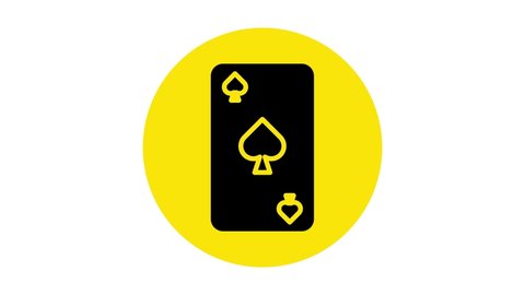 Black Playing card with spades symbol icon isolated on white background. Casino gambling. 4K Video motion graphic animation.