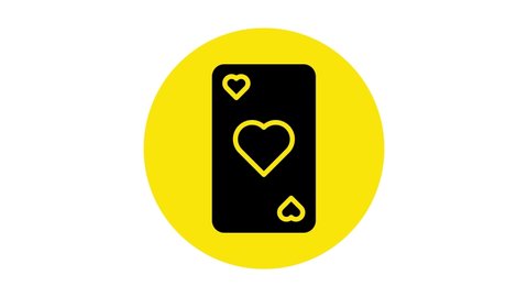 Black Playing card with heart symbol icon isolated on white background. Casino gambling. 4K Video motion graphic animation.