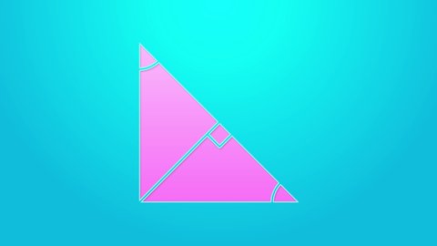 Pink line Angle bisector of a triangle icon isolated on blue background. 4K Video motion graphic animation.