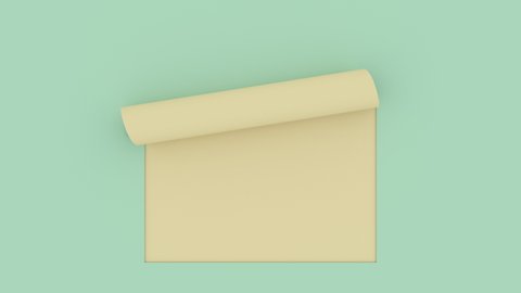 3d render, pastel yellow blue note paper, curl corner, page curl. Creative design to reveal message. Ideal for advertising or congratulations. Office memo sheet concept.