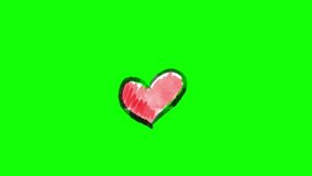 Amazing heart beat doodle animated green screen clipart, chroma key video clips for your editing video.