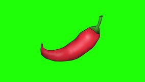 Amazing Red chili pepper animated green screen clipart, chroma key video clips for your editing video.