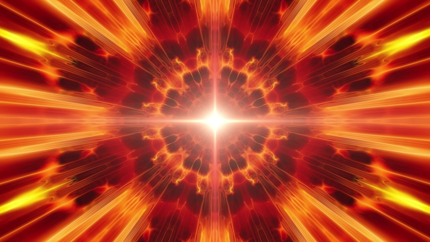 Glowing Cross Shape Light Flare in the Exploding Fire Energy