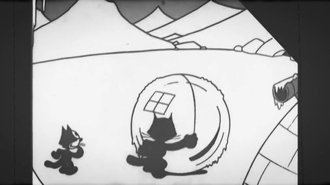 CIRCA 1928 - In this animated film, Felix the Cat rescues his friend who is trapped in a giant frozen bubble.
