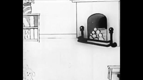 CIRCA 1928 - In this animated film, Felix the Cat disturbs the dog and gags a noisy parrot in his new home.