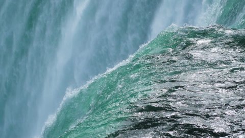 Extreme Close-up of waterfall overhang at Niagara falls Slow Motion
