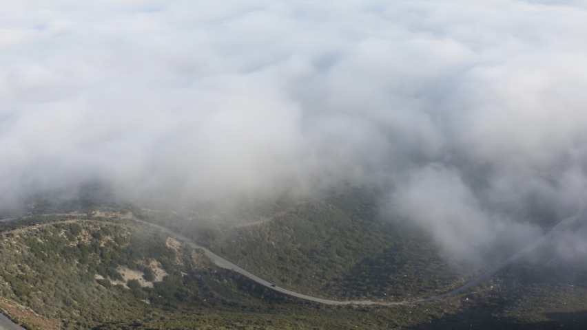 Sea of Clouds Hovering By Hill Side In Crystal Lake, United States National Park
