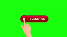 Subscribe Button on Green Screen, Hand Pressing Subscribe Button