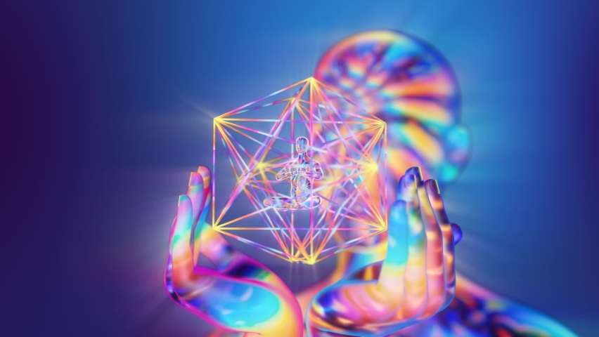 Looped 3d animation the relationship of the supreme being with his avatar is symbolically conveyed | Shutterstock HD Video #1078415018