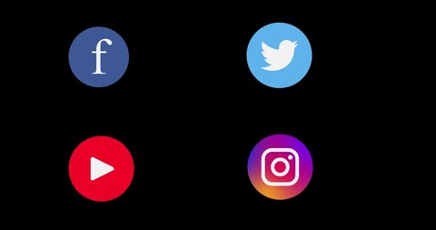 New York, USA - 1 August 2021: Instagram, Twitter, YouTube and Facebook logo reveal, social media icons pop out , Illustrative Editorial