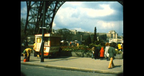 CIRCA 1977, Paris, Panoramic from the base of the Eiffel Tower