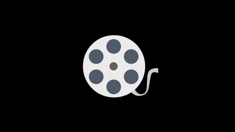 Film Reel Flat Animated Icon. Isolated on Transparent Background with Alpha Channel Quicktime ProRes 4444. 4K Ultra HD Video Motion Graphic Animation.