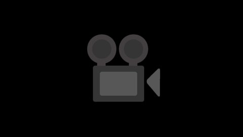 Movie Camera Flat Animated Icon. Isolated on Transparent Background with Alpha Channel Quicktime ProRes 4444. 4K Ultra HD Video Motion Graphic Animation.