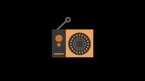 Radio Flat Animated Icon. Isolated on Transparent Background with Alpha Channel Quicktime ProRes 4444. 4K Ultra HD Video Motion Graphic Animation.
