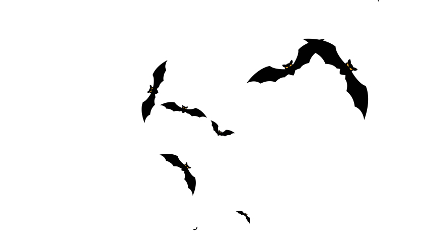Happy halloween. Flock of flying bats. 2d animation. 4k stock footage Royalty-Free Stock Footage #1078437158