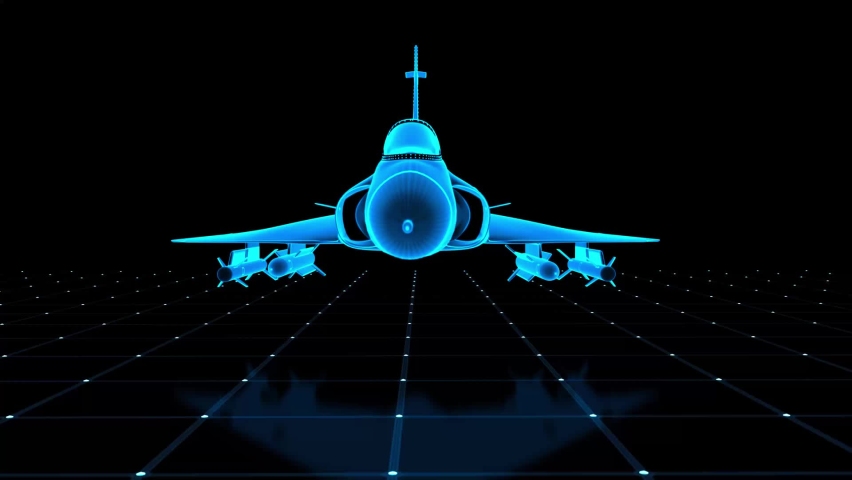 a blueprint wireframe from an fighter jet (3d rendering)