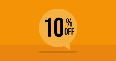 10% discount. Yellow animated banner with ten percent discount . 