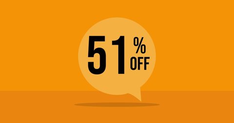 51% discount. Yellow animated banner with fifty one percent discount . 