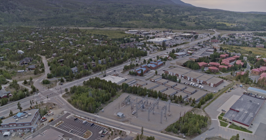 Frisco Colorado Aerial v5 descending aerial view through the middle of the town with lake reveal - Shot with Inspire 2, X7 camera - August 2020