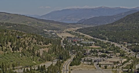 Breckenridge Colorado Aerial v15 birdseye view of ski resorts hotels and lodges on mountain slopes - Shot on DJI Inspire 2, X7, 6k - August 2020