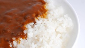 Hashed beef rice , close up video clip