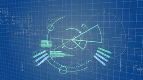 Animation of mathematical equations over scope scanning on black background. global education, science, digital interface and technology concept digitally generated video. - Powered by Shutterstock - Get 15% off with code: PIKWIZARD15