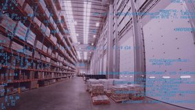 Animation of data processing over empty warehouse. global shipping, delivery and connections concept digitally generated video. - Powered by Shutterstock - Get 15% off with code: PIKWIZARD15