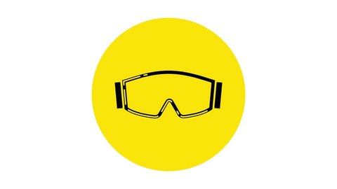 Black Ski goggles icon isolated on white background. Extreme sport. Sport equipment. 4K Video motion graphic animation.