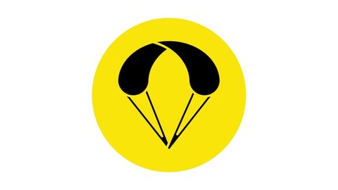 Black Parachute icon isolated on white background. Extreme sport. Sport equipment. 4K Video motion graphic animation.