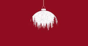 Animation of snow falling over christmas decoration and bauble. christmas, tradition and celebration concept digitally generated video.