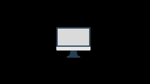 PC Monitor Flat Animated Icon. Isolated on Transparent Background with Alpha Channel Quicktime ProRes 4444. 4K Ultra HD Video Motion Graphic Animation.