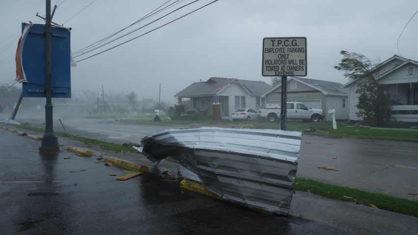 Hurricane Ida Ravages Houma, Louisiana USA As A Category 4 Storm Royalty-Free Stock Footage #1078502669