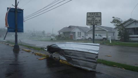 Hurricane Ida Ravages Houma, Louisiana USA As A Category 4 Storm