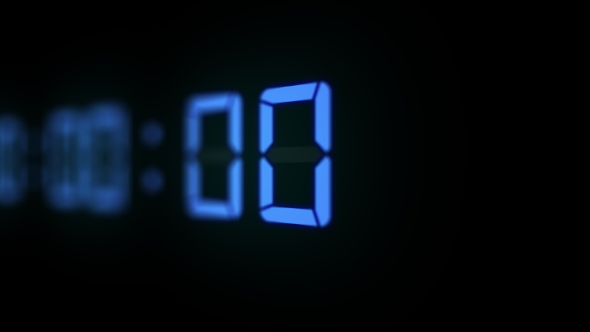 3D animation of blue 60 fps timecode led-LCD digits on black background with shallow DOF. Royalty-Free Stock Footage #1078506293