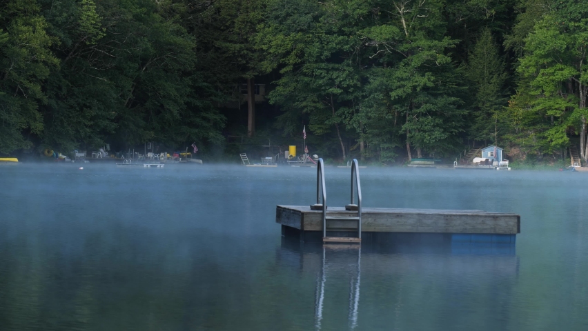 Mist on Lake Petonia near Greene, New York. Enjoy swirling mist on a small lake in the early morning.