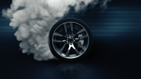 Smoke Tire, burnout wheels with smoke on light, burnout tire, Chrome rim,